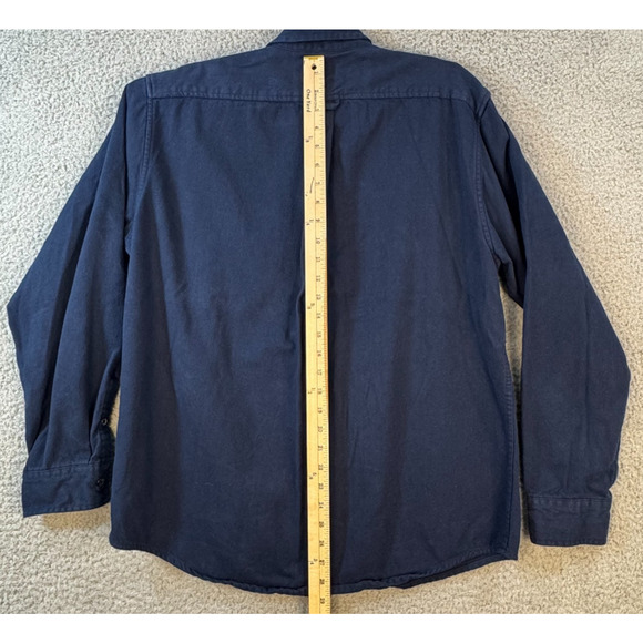 Lands End Mens Large Navy Button Down Shirt Cotton Fit - Picture 7 of 11